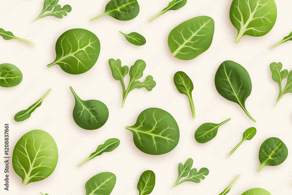 Fresh green microgreens and leafy vegetables on light background Fresh green microgreens and leafy vegetables on light background