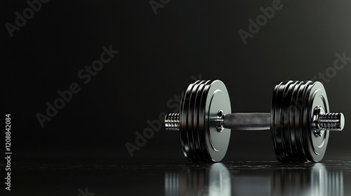 Wallpaper Mural A black and silver dumbbell with weight plates resting on a polished surface. Torontodigital.ca