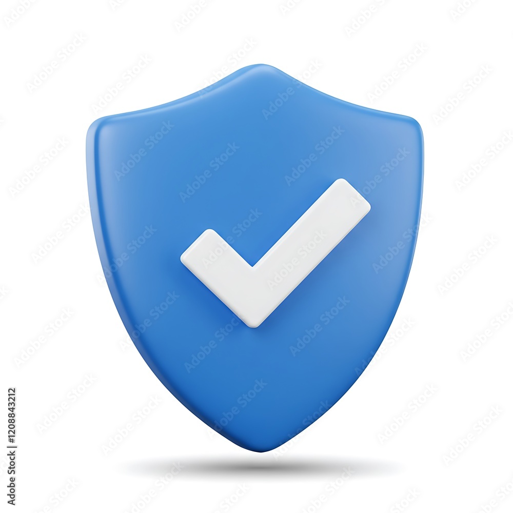 Blue shield icon with checkmark symbol for web design and interface
Blue shield icon with checkmark symbol for web design and interface