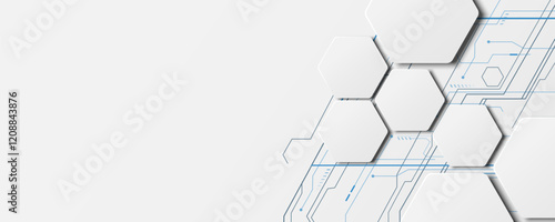 Hexagonal geometric background image, circuit board concept, network, technology and communication