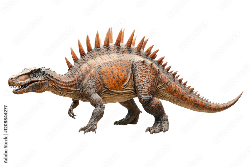 Fototapeta premium Model of a spinosaurus showcasing detailed features in a studio setting isolated on transparent background
