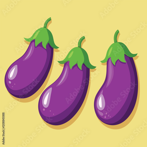 Vibrant Eggplant Vector Illustration: Fresh, Healthy Vegetable Design on White Background