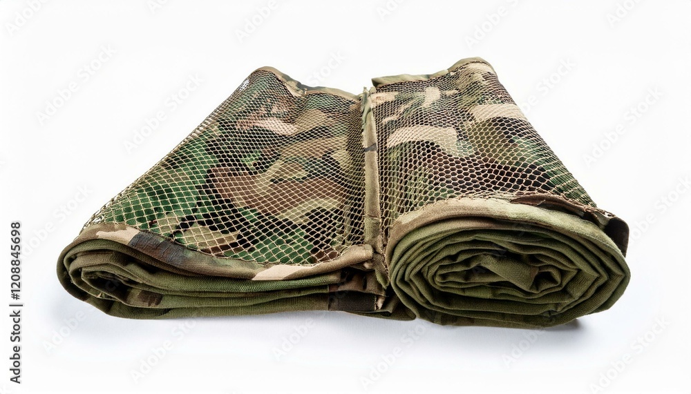 Fototapeta premium Camouflage netting rolled up, ready for use.