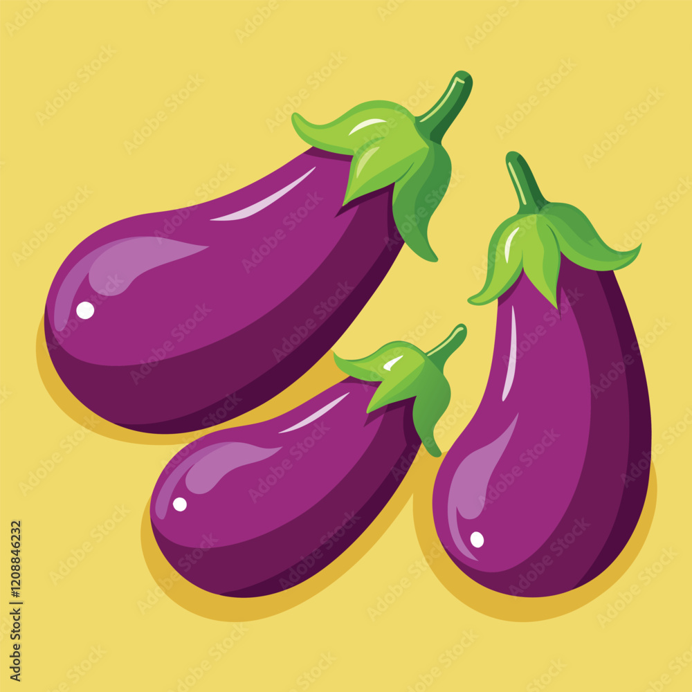 Vibrant Eggplant Vector Illustration: Fresh, Healthy Vegetable Design on White Background Vibrant Eggplant Vector Illustration: Fresh, Healthy Vegetable Design on White Background
