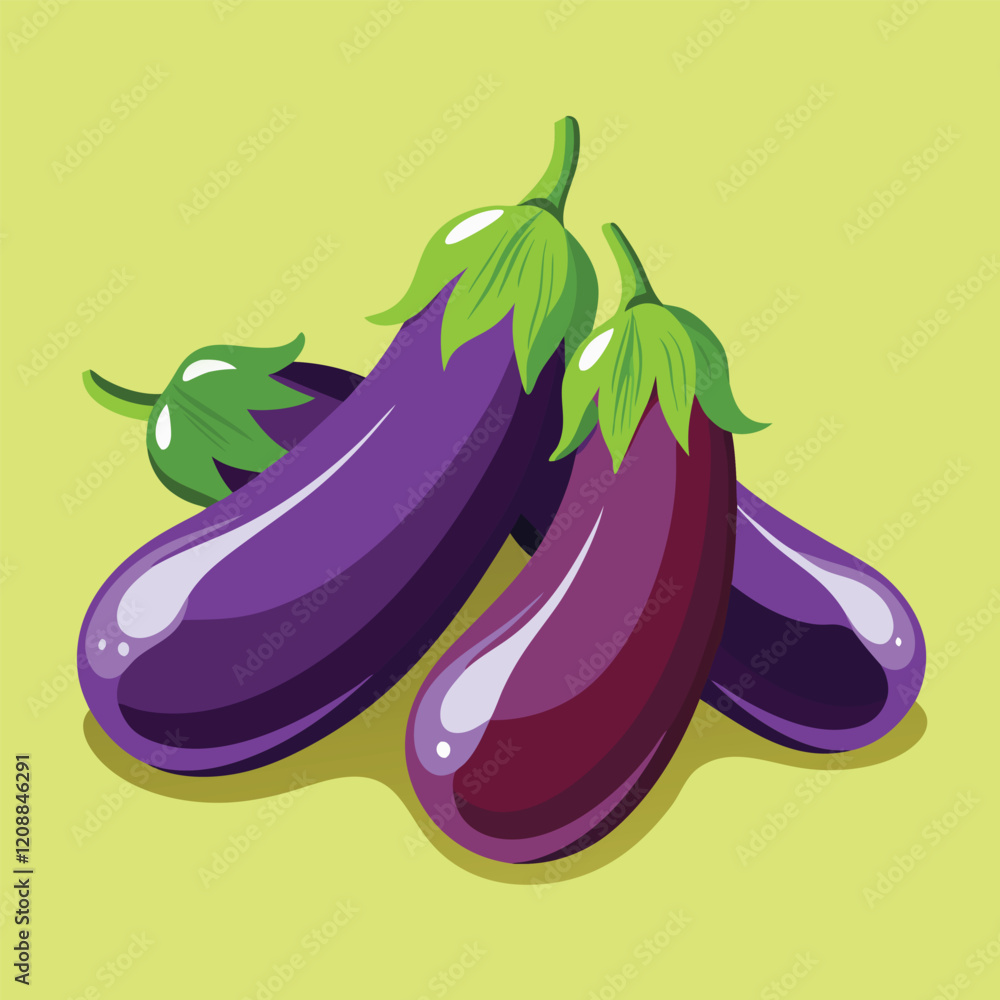 Vibrant Eggplant Vector Illustration: Fresh, Healthy Vegetable Design on White Background Vibrant Eggplant Vector Illustration: Fresh, Healthy Vegetable Design on White Background