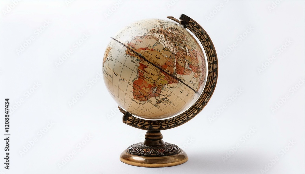Antique-style globe on a white background. Antique-style globe on a white background.