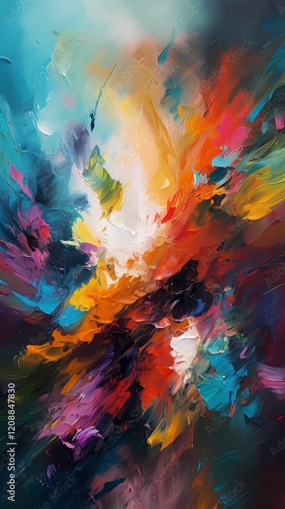 Fototapeta premium Digital technology abstract style concept art oil painting poster background
