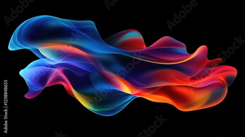 Abstract dynamic fluid forms in vibrant colors against a black background. photo