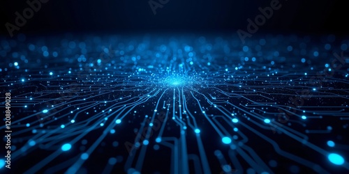 Glowing Circuitry: A mesmerizing digital network, connecting data points with luminous lines.  A radiant core pulses with energy.