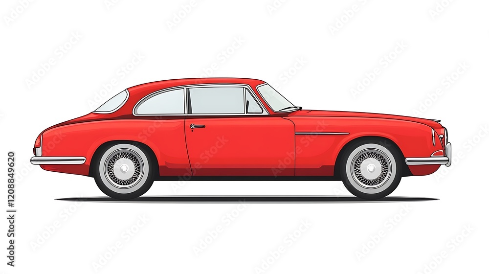 A red car, a simple flat vector illustration with a white background. A red car, a simple flat vector illustration with a white background.