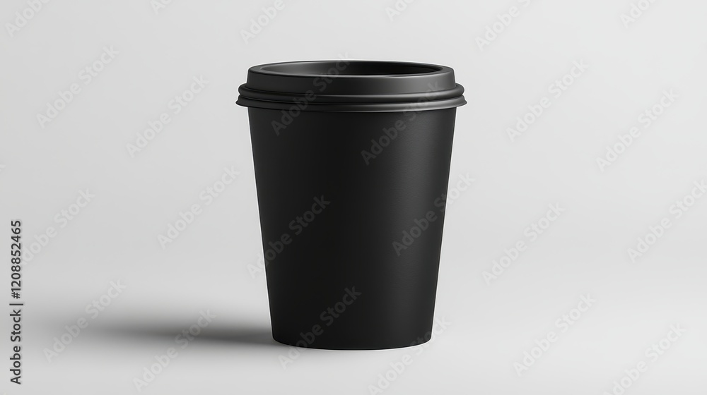 Black coffee cup with a lid. Matte black paper cup mockup design. Black coffee cup with a lid. Matte black paper cup mockup design.