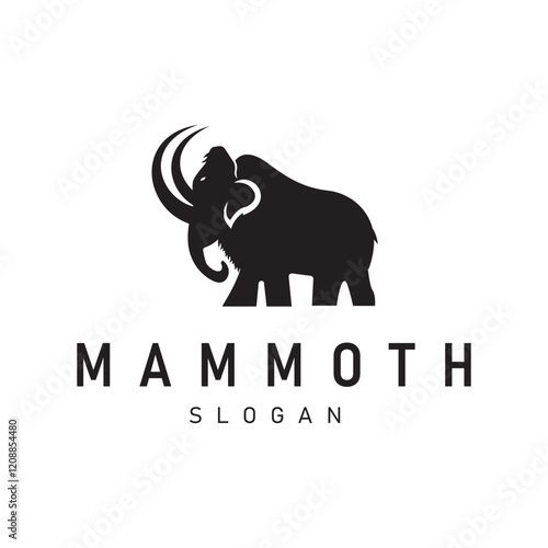 Mammoth Silhouette, Woolly mammoth Silhouette Prehistoric Elephant Vector Illustration Design