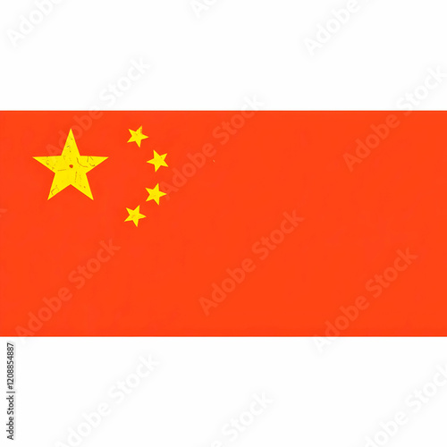 Waving flag of China with interesting textures isolated on the white background