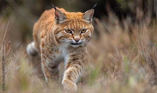 Wallpaper Mural Bobcat walks through tall dry grass. Torontodigital.ca