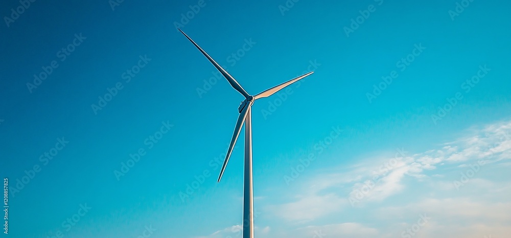 Wind turbine energy generation under a blue sky Wind turbine energy generation under a blue sky