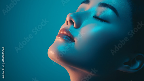 Wallpaper Mural Serene Portrait of a Woman with Closed Eyes and Soft Light Glow Torontodigital.ca