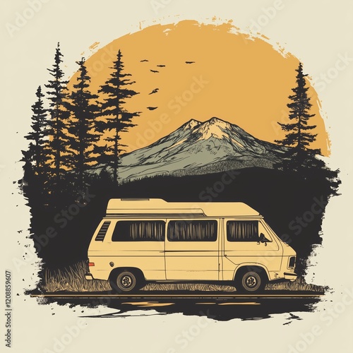 Vanlife inspired t shirt, logo photo