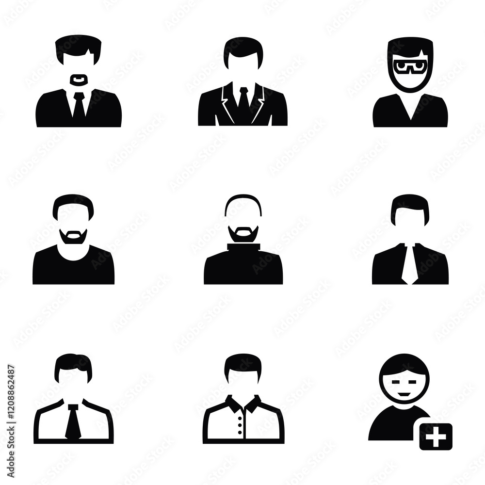 User Icon. Human Figure. Working People. business people, Staff icon. vector black avatar icons. A set of vectorized person icons User Icon. Human Figure. Working People. business people, Staff icon. vector black avatar icons. A set of vectorized person icons