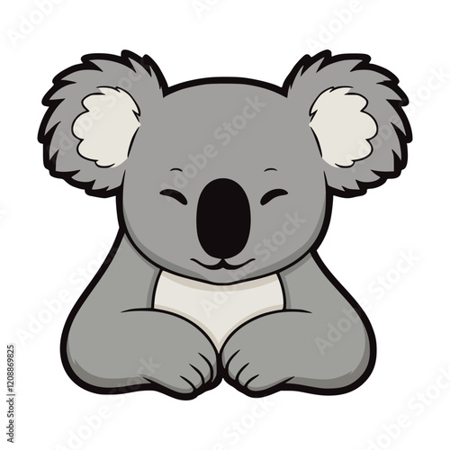 cute sleeping koala animal flat color vector illustration template design