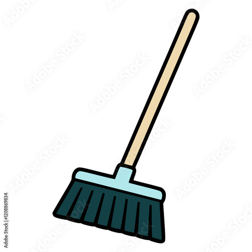 dust broom cleaning home appliance flat color vector illustration template design