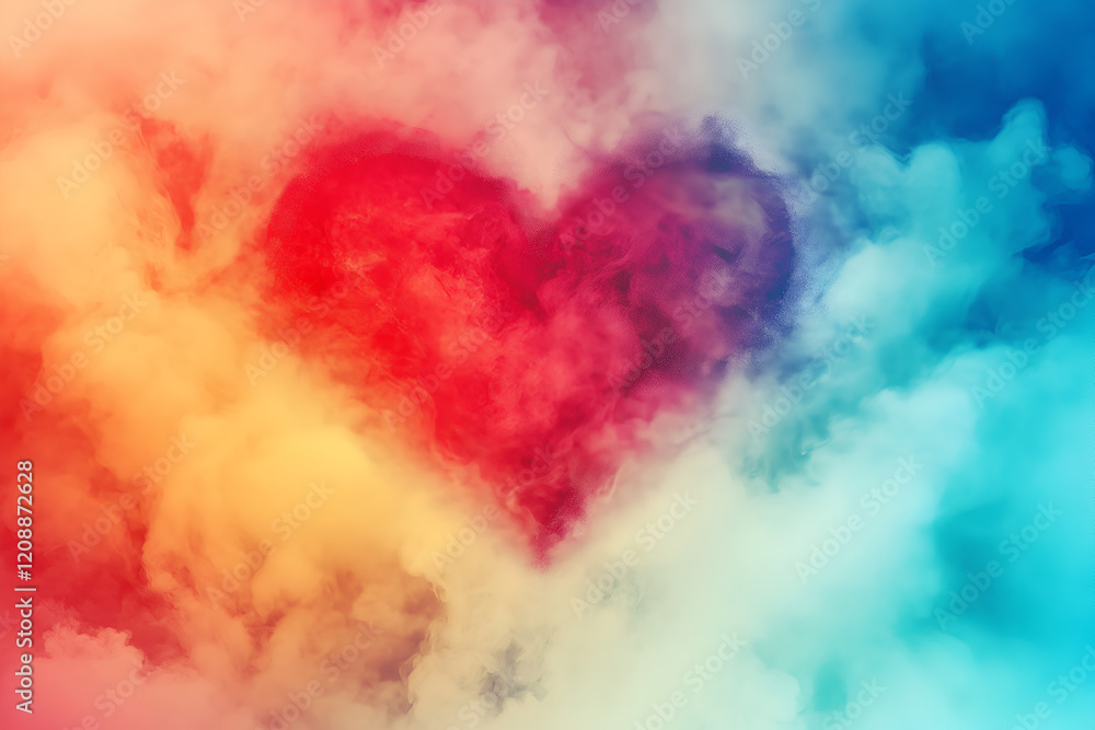 Naklejka premium Colorful heart shaped clouds for Valentine's Day concept.