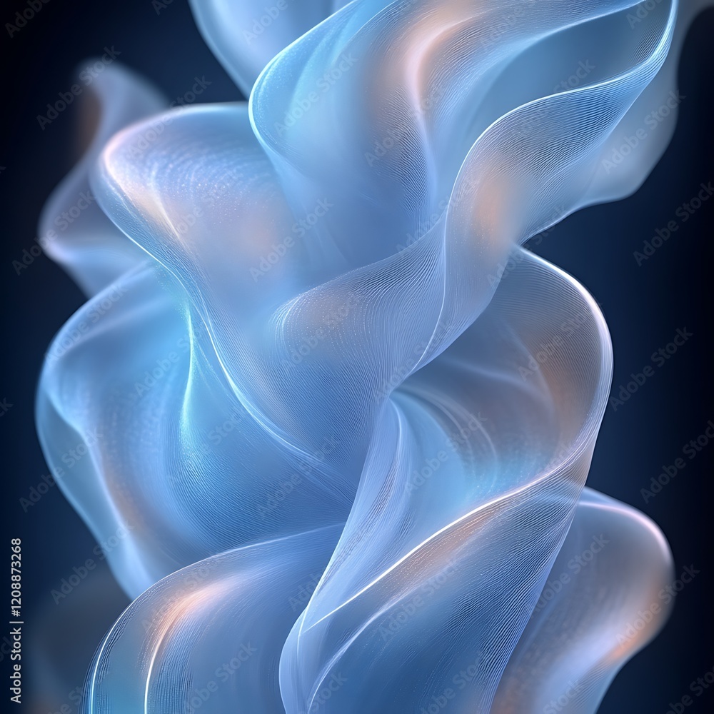 Naklejka premium Abstract swirling blue and peach translucent fabric.