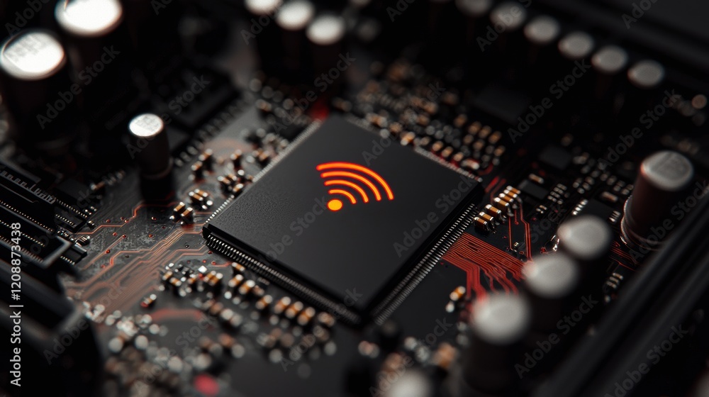 Wireless Technology Futuristic Motherboard with Wifi Chip Wireless Technology Futuristic Motherboard with Wifi Chip