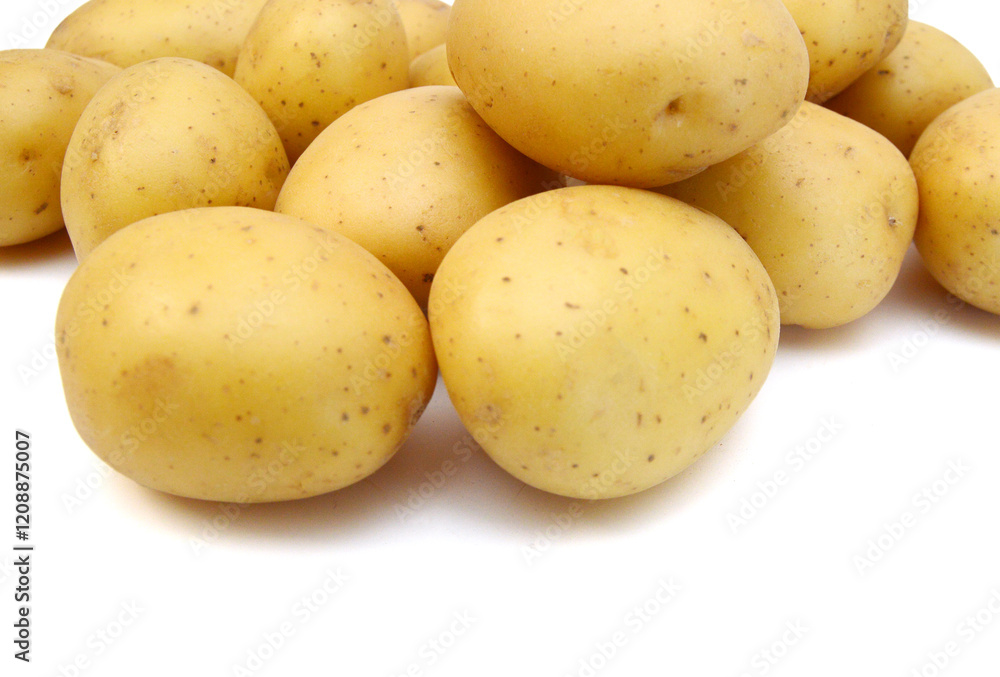 New potato isolated on white background close up New potato isolated on white background close up