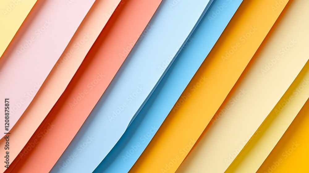 Fototapeta premium Diagonal Pastel Colored Paper Layers Abstract Design