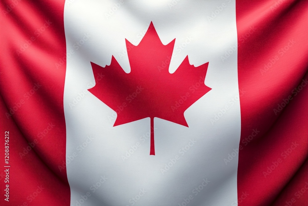 Canadian flag with bold red maple leaf on white and red background Canadian flag with bold red maple leaf on white and red background