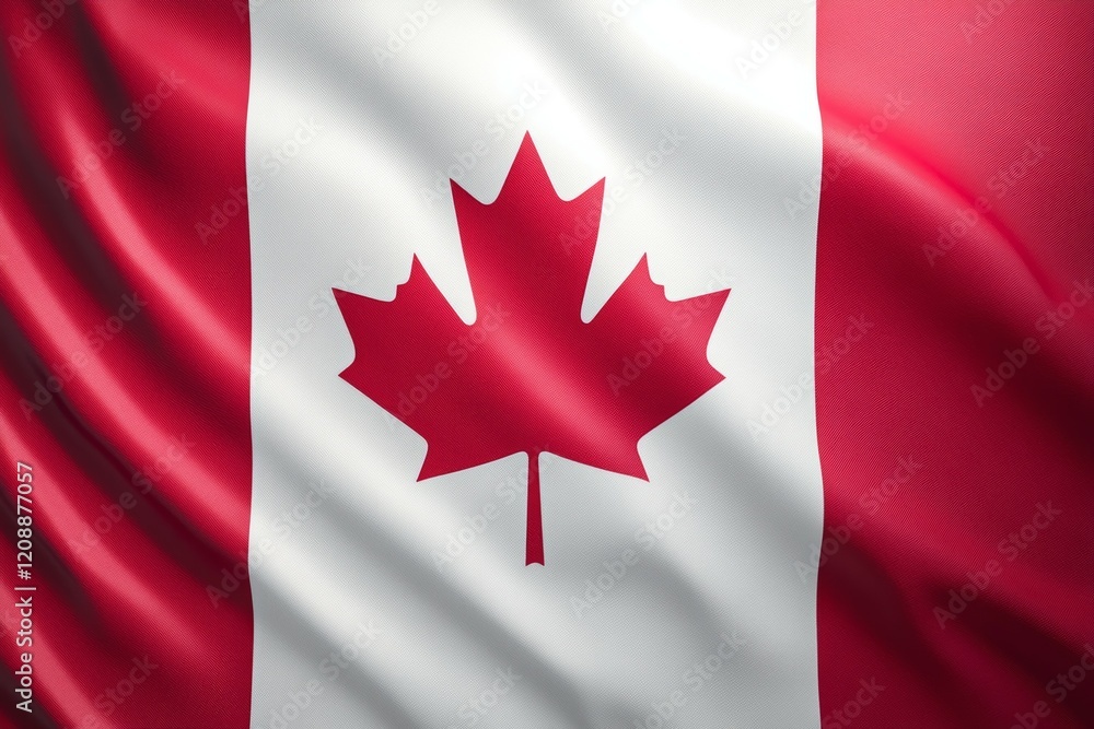 Waving canadian flag with red maple leaf on a white and red background Waving canadian flag with red maple leaf on a white and red background