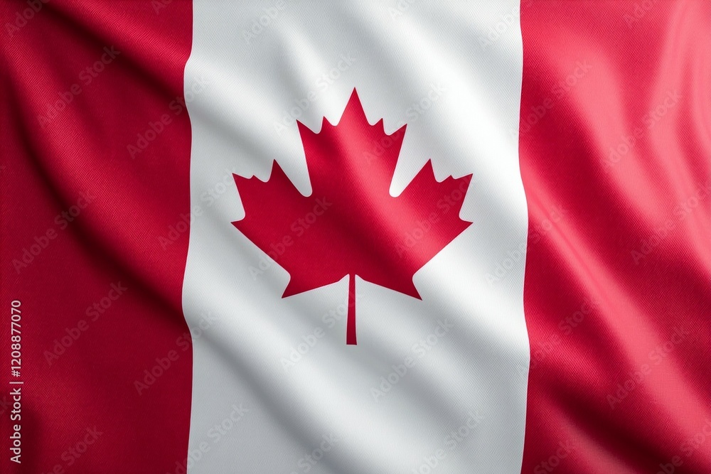Canadian flag with red maple leaf on white and red stripes Canadian flag with red maple leaf on white and red stripes
