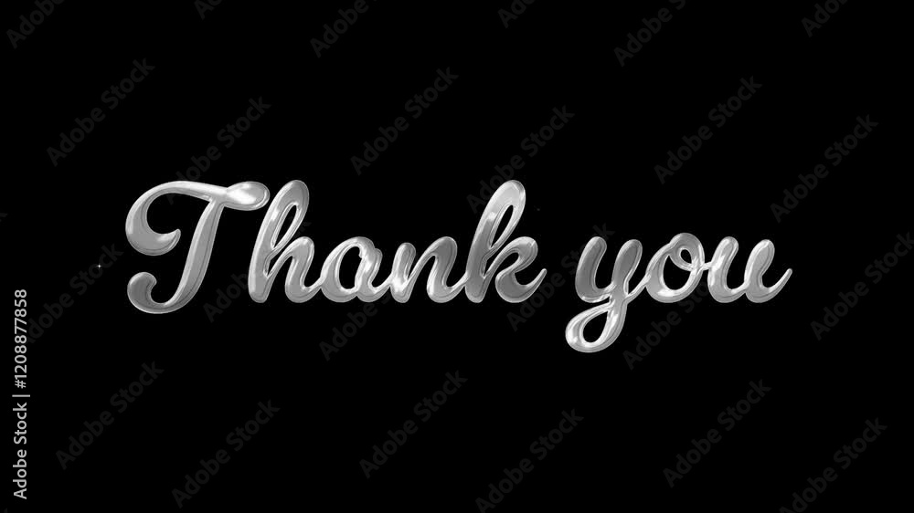 Thank you animated title lettering. In metallic silver, chrome effect Thank you animated title lettering. In metallic silver, chrome effect