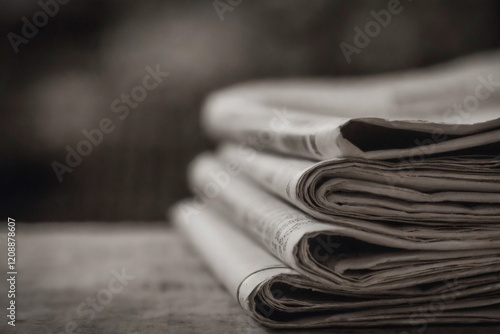 Obraz na płótnie Pile of newspapers with soft background, close-up w salonie