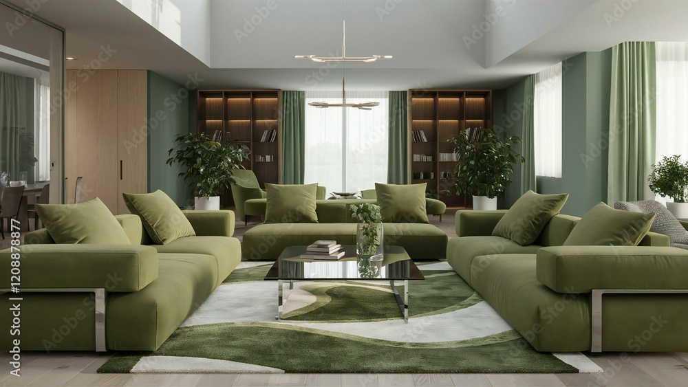 Fototapeta premium modern living room with fireplace