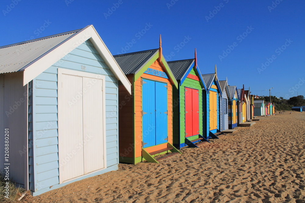 Naklejka premium beach huts on the beach