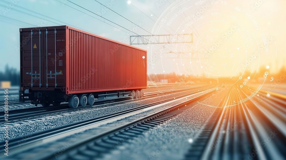 Fototapeta premium Dashboard displaying cargo temperature and location, advanced tracking systems, modern logistics technology