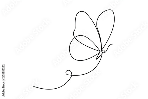 Continuous one line art drawing of butterfly design

