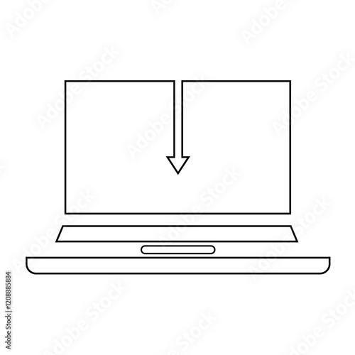 Minimalist cloud computing line icon representing data storage, technology, and digital services.