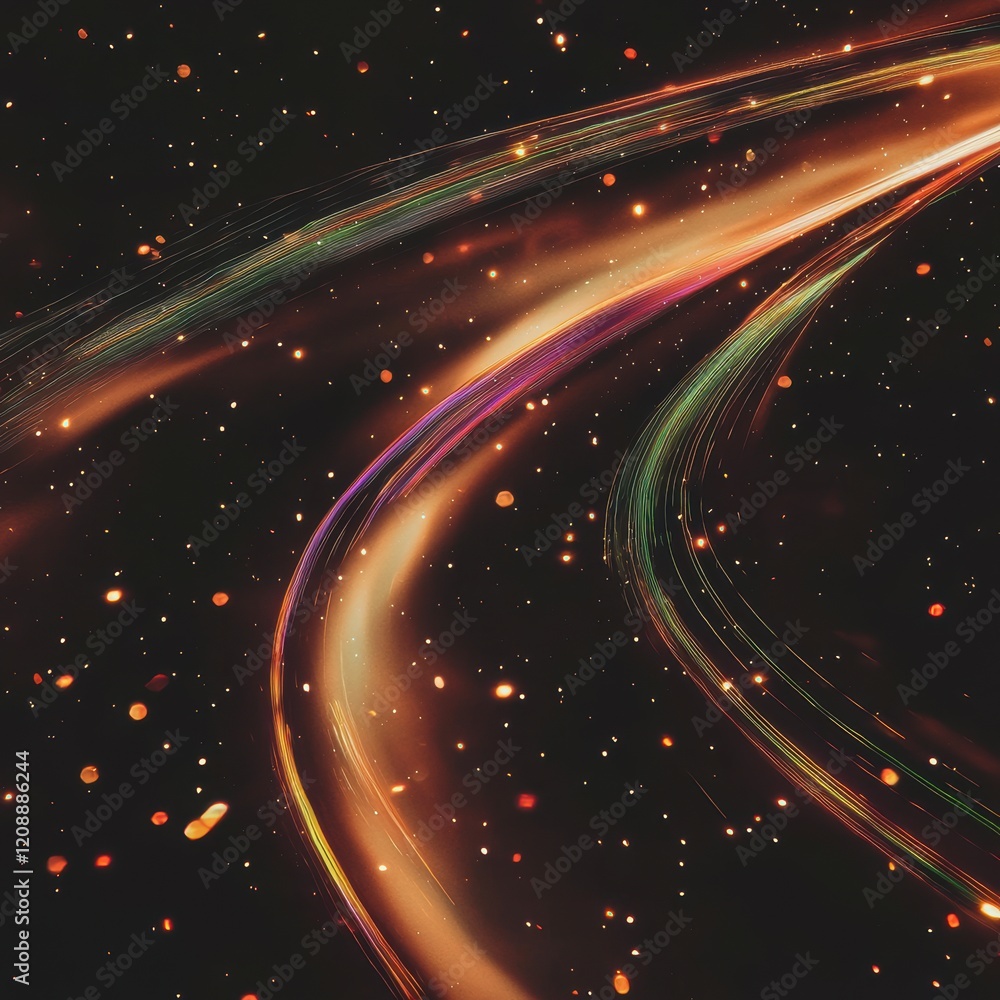 Obraz premium Abstract Glowing Lines Cosmic Nebula AI Art Dark Background Space Galaxy Energy Lig