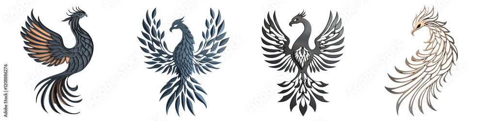 Obraz premium Majestic Mythical Phoenix Bird Spreading Its Powerful Wings in Elegant Mythical Creature Legendary Symbol of Rebirth Strength and Power Depicted in a Graceful Fierce and Iconic Design