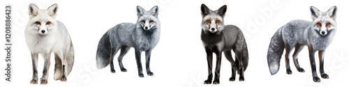 featuring different species of foxes including arctic gray and black foxes in their natural forest and outdoor habitats
