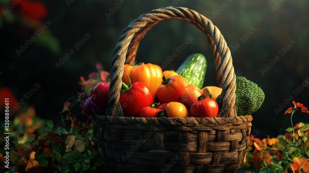 Fresh Vegetables and Fruits in a Basket Fresh Vegetables and Fruits in a Basket