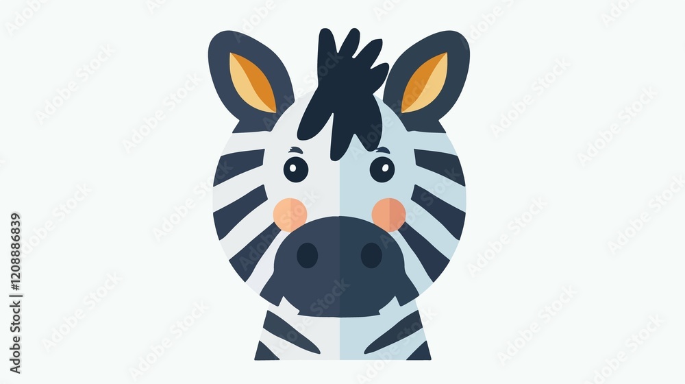 Adorable Zebra Muzzle Vector Illustration Isolated on White Background Adorable Zebra Muzzle Vector Illustration Isolated on White Background