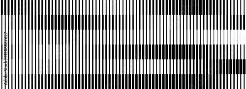 Black and white striped halftone gradient strips. Fading line gradation background. Repeating linear pattern backdrop. Parallel lines wallpaper for overlay, print, cover. Vector Doppler effect concept