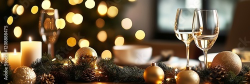 Wallpaper Mural Festive Celebration with Champagne Bottle and Bokeh Effect - Holidays, Christmas, and New Year's Concepts Torontodigital.ca