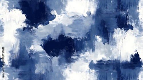 Abstract Blue and White Impasto Painting Texture