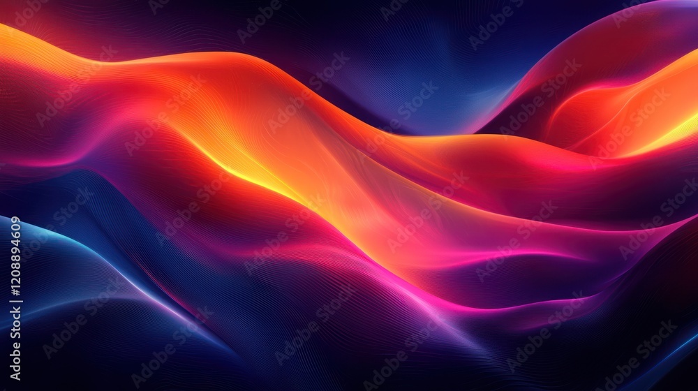 Obraz premium Abstract waves of vibrant colors flowing seamlessly through a dark background.