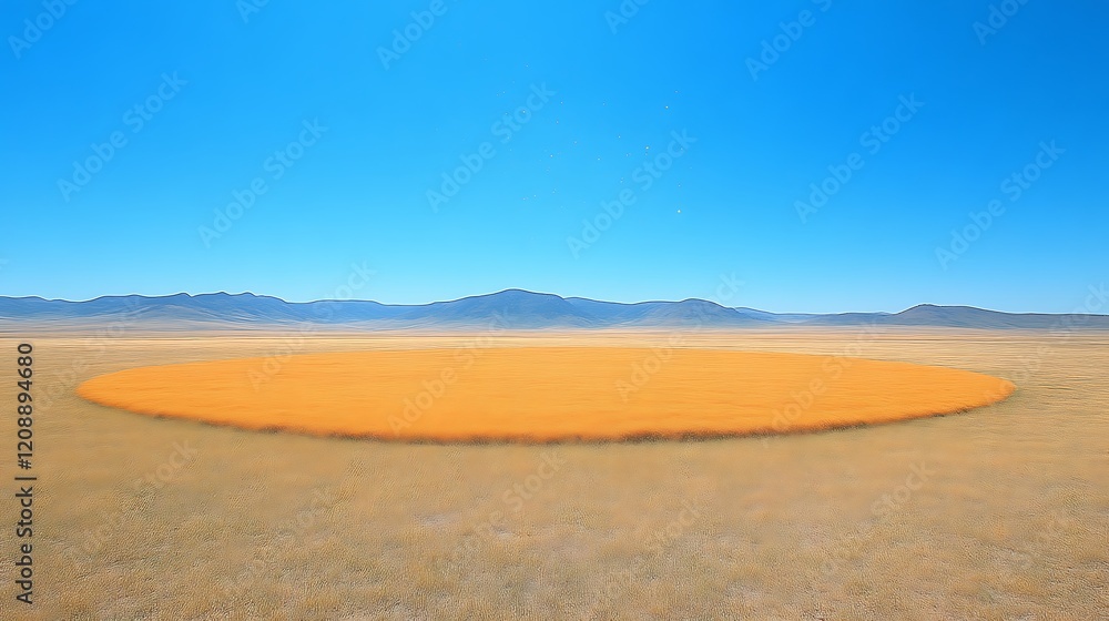 Fototapeta premium Orange Island in a Vast Desert Landscape
