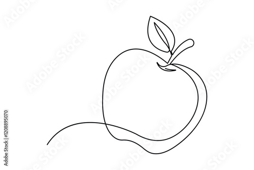 Continuous one line art drawing of apple fruit design

